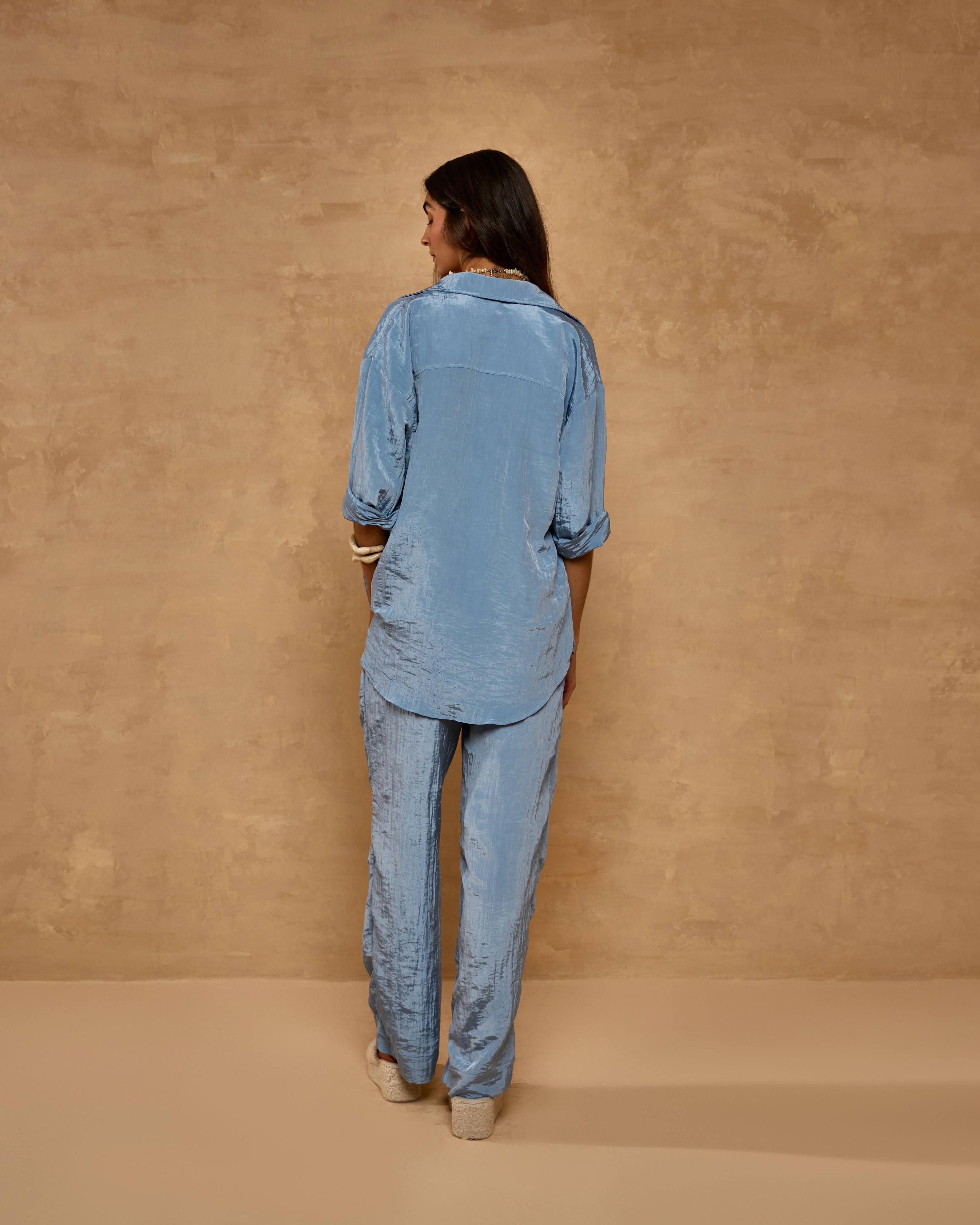 Camisa Marine Acetinada Manga Longa