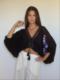Cropped Flores Bordado