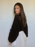 Cropped Flores Bordado