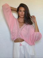 Cropped Flores Bordado