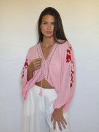 Cropped Flores Bordado