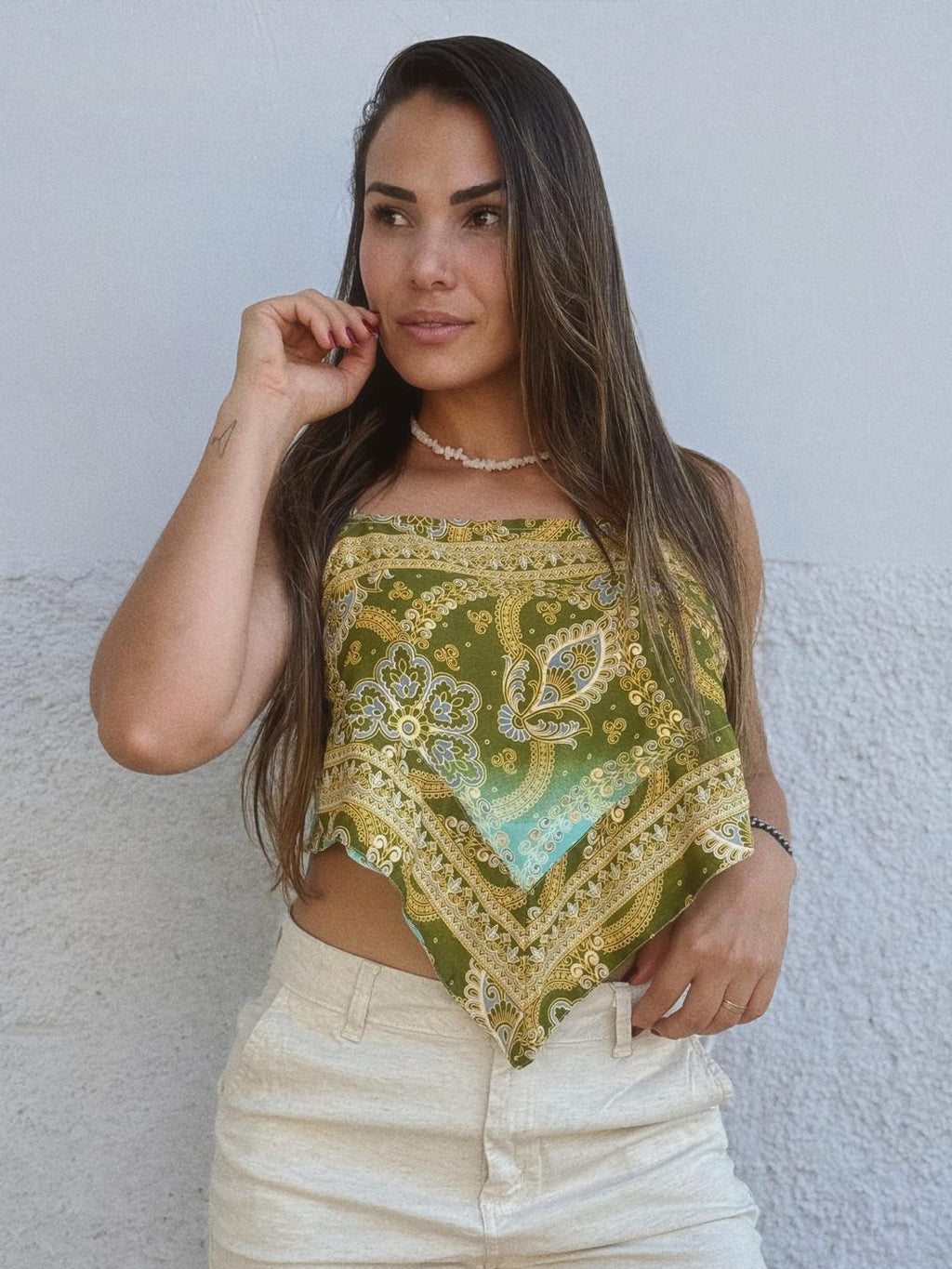 Cropped Seda Lenço Bandana