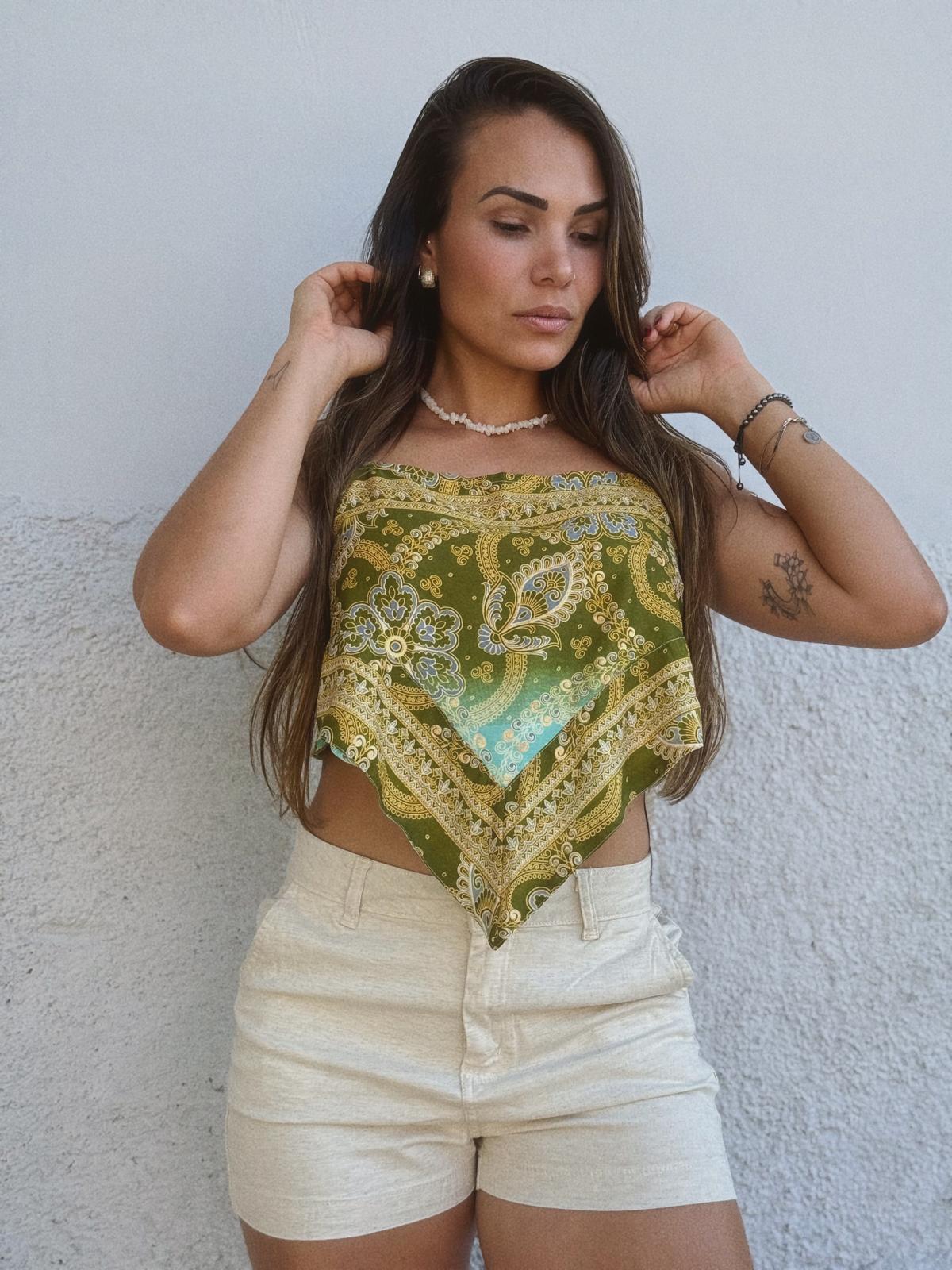 Cropped Seda Lenço Bandana